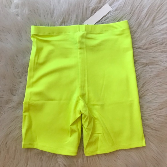 Neon Yellow High Waisted Bike Shorts - Picture 5 of 5